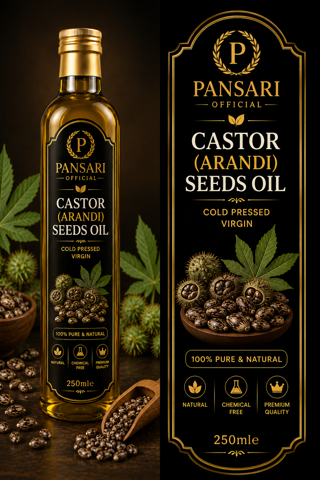 Pansari Castor (Arandi) Seeds Oil – Cold Pressed Virgin