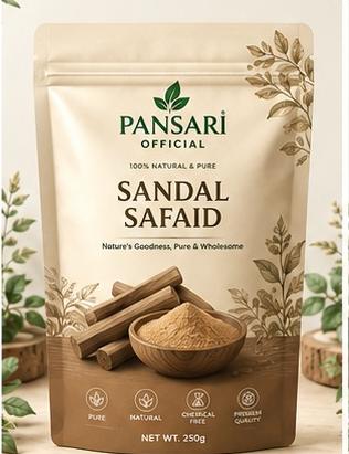 Pansari Sandal Safaid – Premium White Sandalwood Powder | 100% Natural